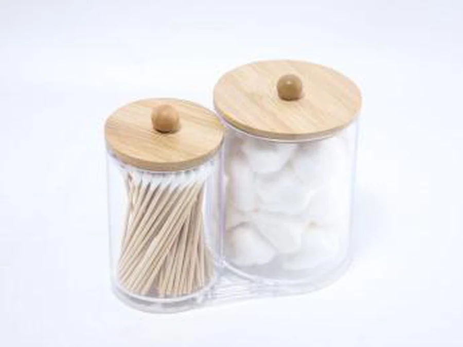 Kit 2 Potes Organizadores com Tampa de Bambu