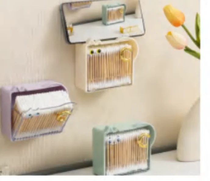 Porta-Cotonete de Parede com Suporte para Celular
