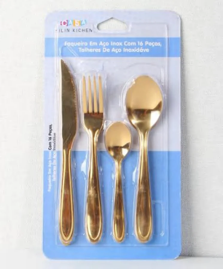 Faqueiro 16 Peças Dourado