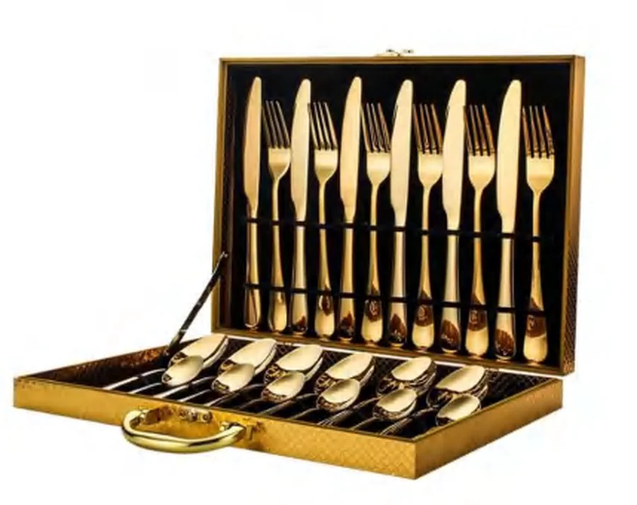 Faqueiro 24 Peças Dourado com Estojo