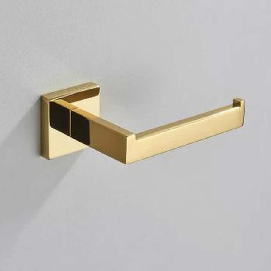 Suporte de Papel Higiênico Quadrado Dourado