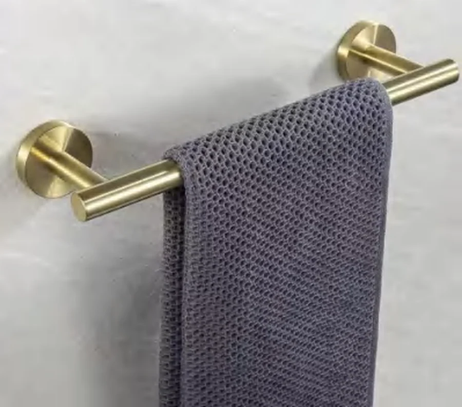 Toalheiro de Parede Redondo Dourado 40cm