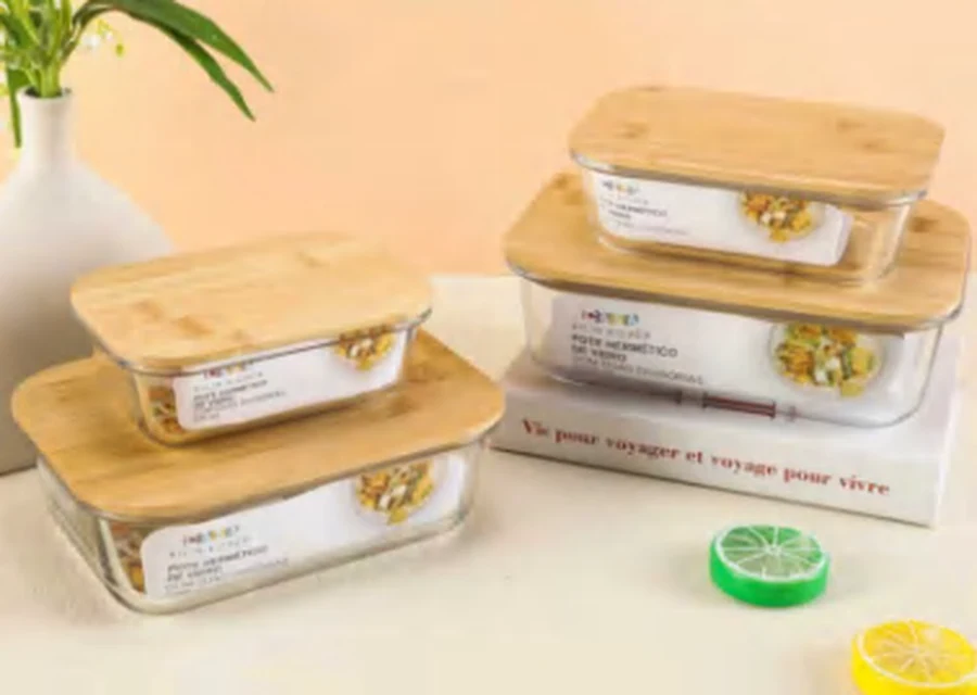 Kit 2 Potes de Vidro Retangulares