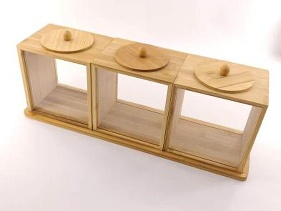 Kit 3 Potes de Vidro com Suporte de Bambu Médio