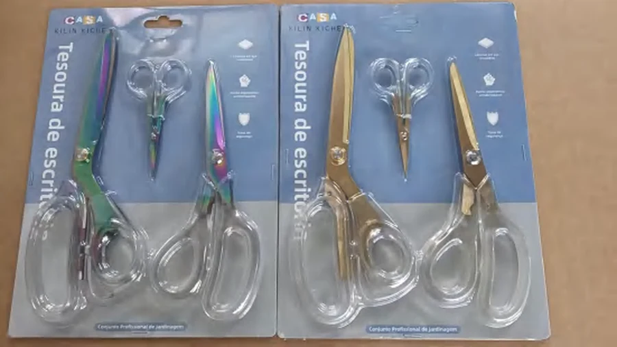 Kit 3 Tesouras Douradas - Modelos Sortidos