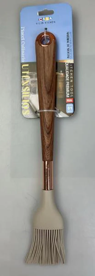 Pincel Culinário de Silicone Cabo Amadeirado