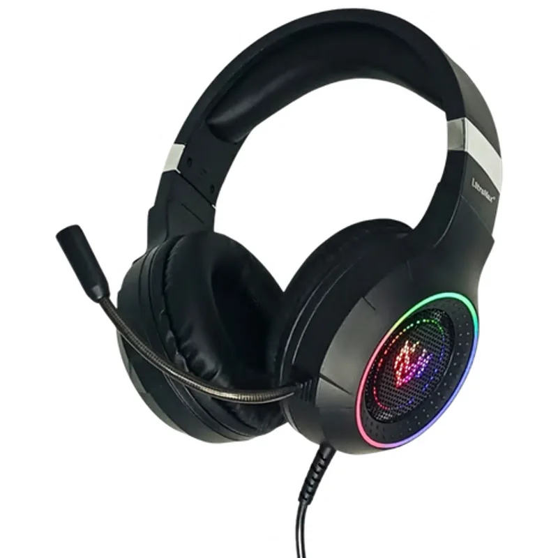 Headphone Gamer com Fio 360° com LED RGB e Microfone Duplo