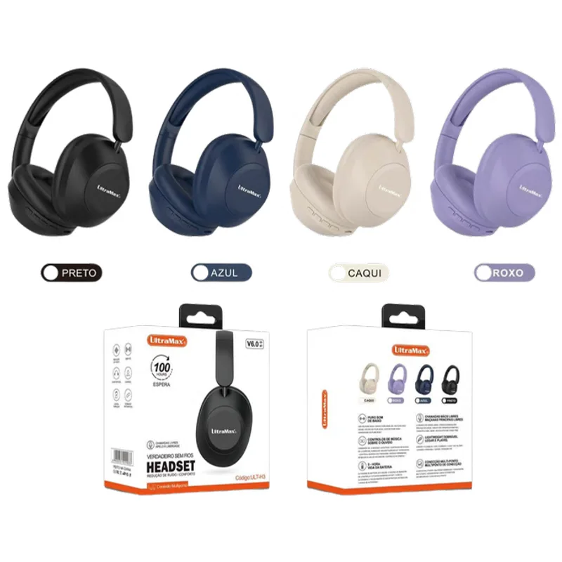 Headphone Bluetooth 5.3 Over-Ear com Entrada Micro SD