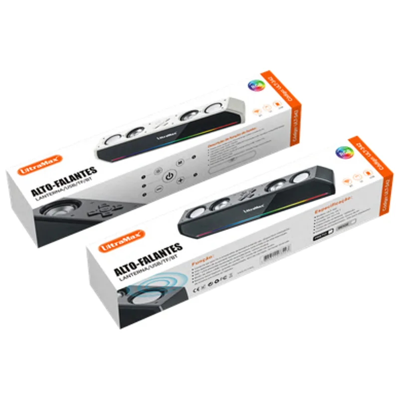 Soundbar Bluetooth 5.1 de 30W com Rádio FM e Acabamento Espelhado
