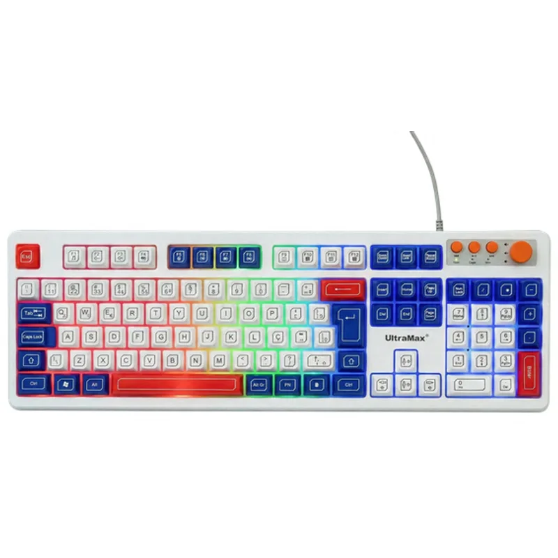 Teclado Semi-Mecânico Gamer com RGB e Dial de Volume