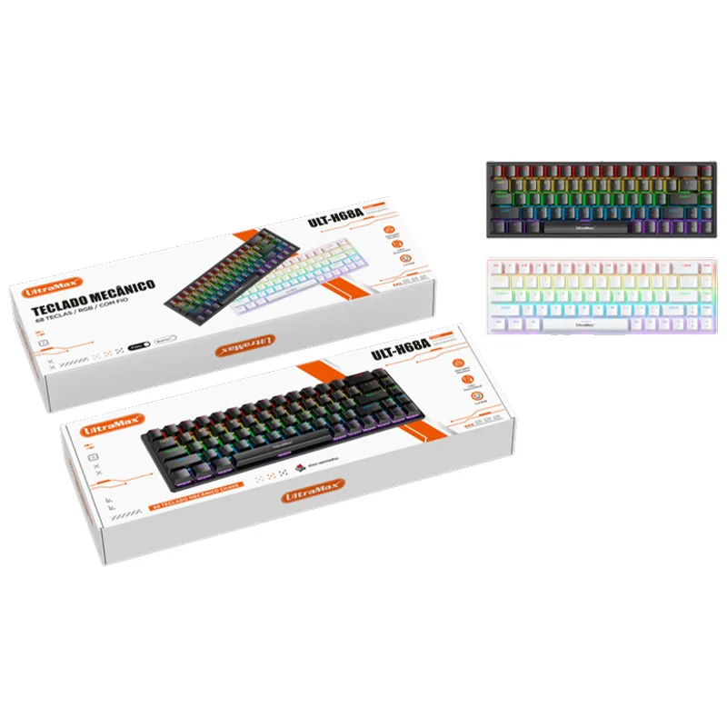 Teclado Semi-Mecânico 104 Teclas à Prova d'Água com LED Rainbow