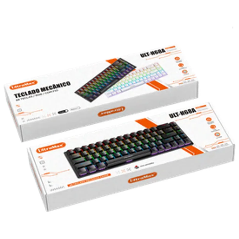 Teclado Mecânico Gamer 68 Teclas Switch Red com RGB Rainbow