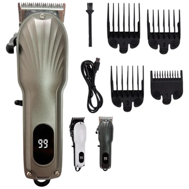 Máquina de Cortar Cabelo com Visor LED e Lâminas de Aço Inox