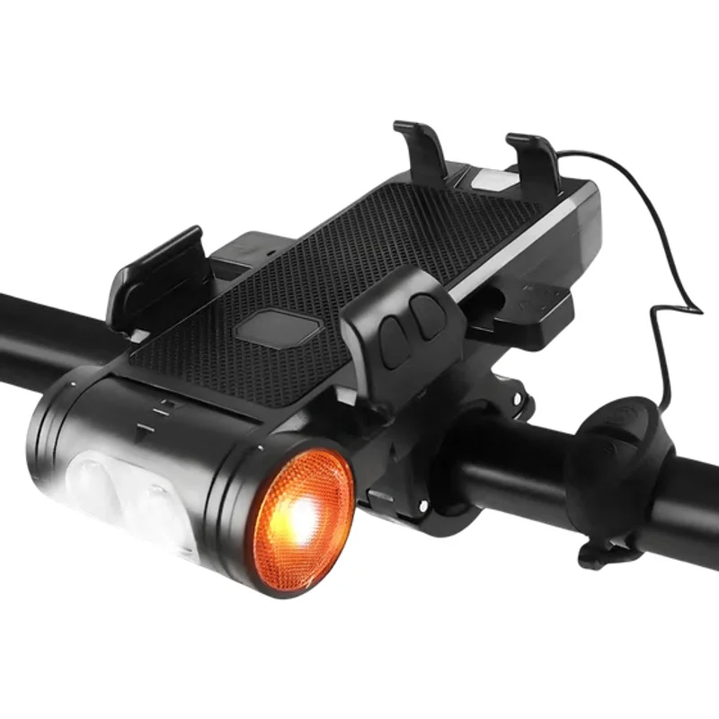 Suporte de Celular para Bicicleta com Farol LED e Luz de Neblina