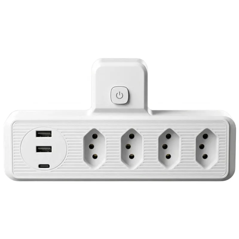 Adaptador de Tomada 4 Saídas com 2 USB e 1 USB-C