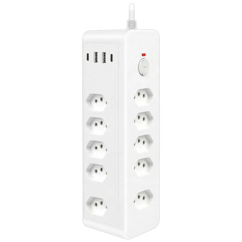 Filtro de Linha Bivolt 2500W com 10 Tomadas e Portas Type-C