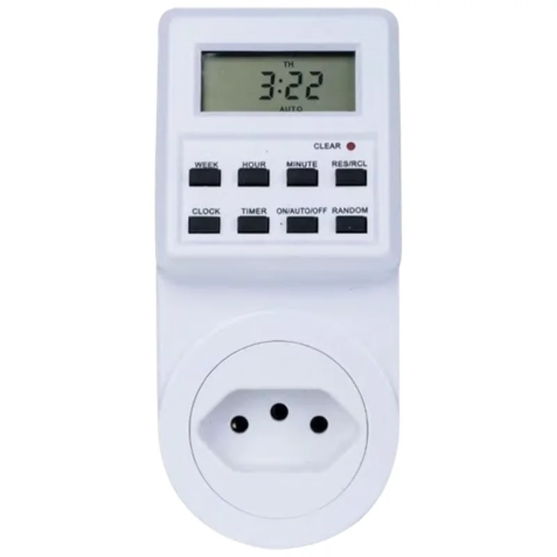 Timer Digital Programável de Tomada com Visor LCD