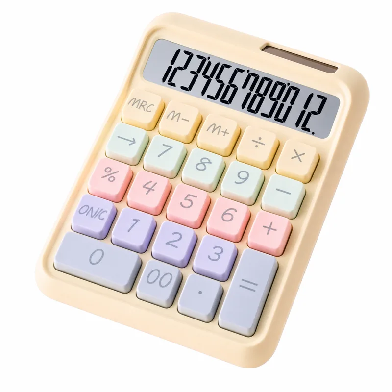 Calculadora Portátil 12 Dígitos Solar em Tons Macaron