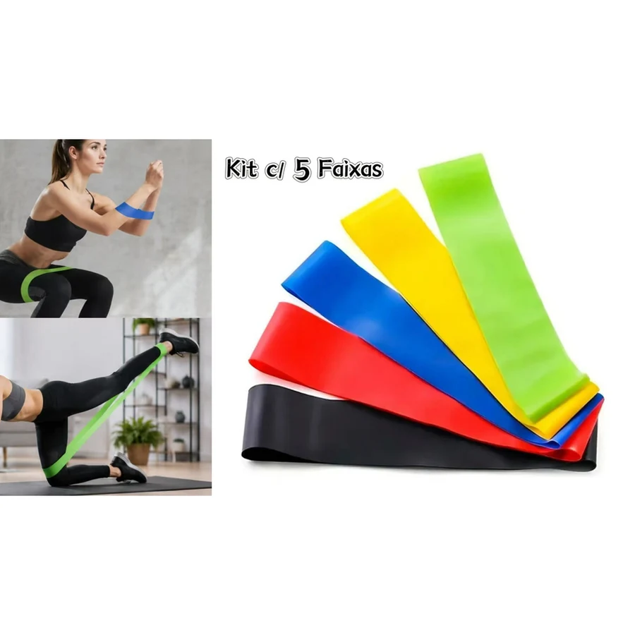 Kit c/ 5 Faixas Elásticas p/ Academia (88g)