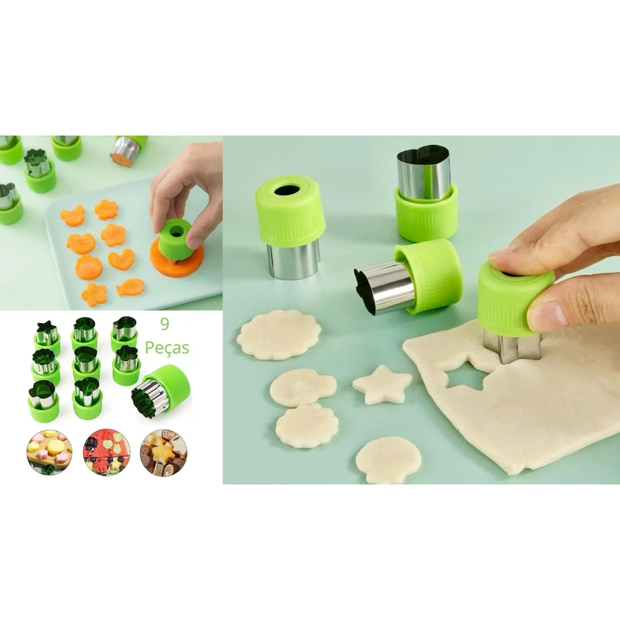 Kit c/ 9 Mini Cortadores de Frutas e Massas — foto 1
