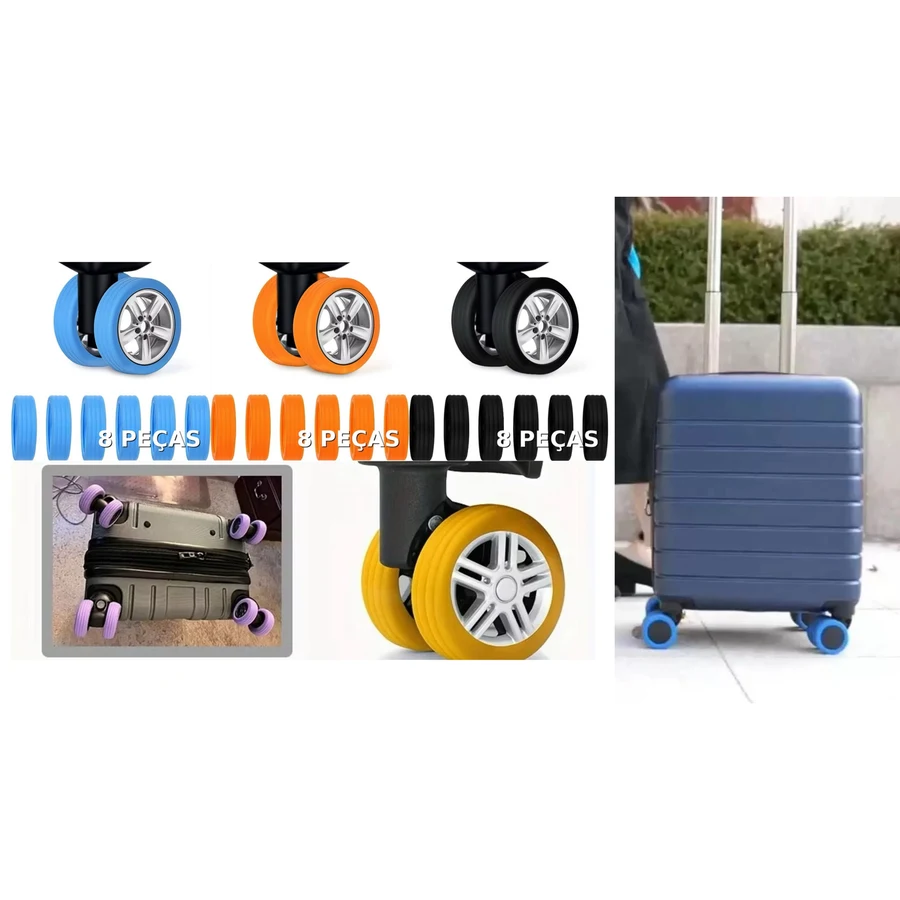 Kit c/ 8 Capas Protetora de Roda (Azul/Laranja/Preto)