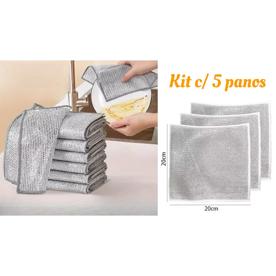 Kit c/ 5 Panos de Limpeza de Arame Metálico (20x20cm) — foto 1