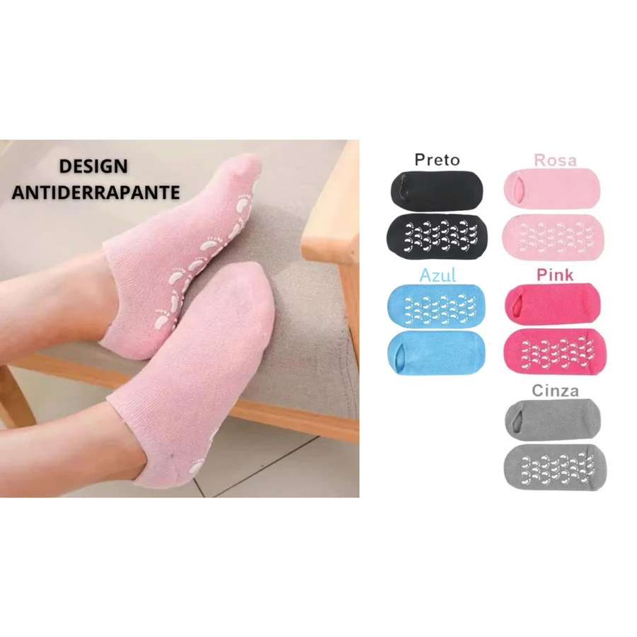Par de Meia Hidratação de Silicone Antiderrapente