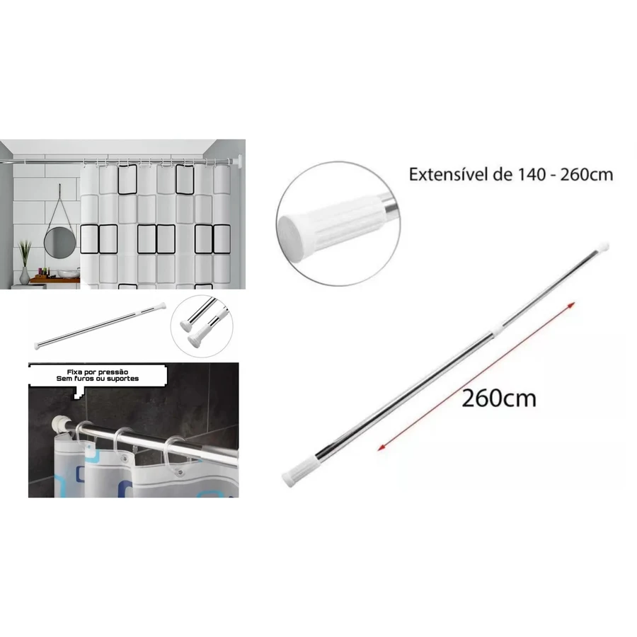 Varão Extensível Porta Cortina 2,6M