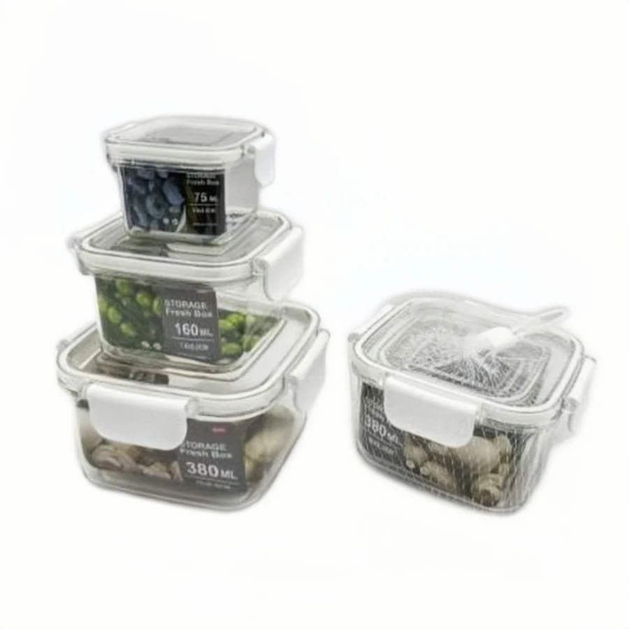 Kit c/ 3 Potes c/ Tampa Quadrado (75ml/160ml/380ml)