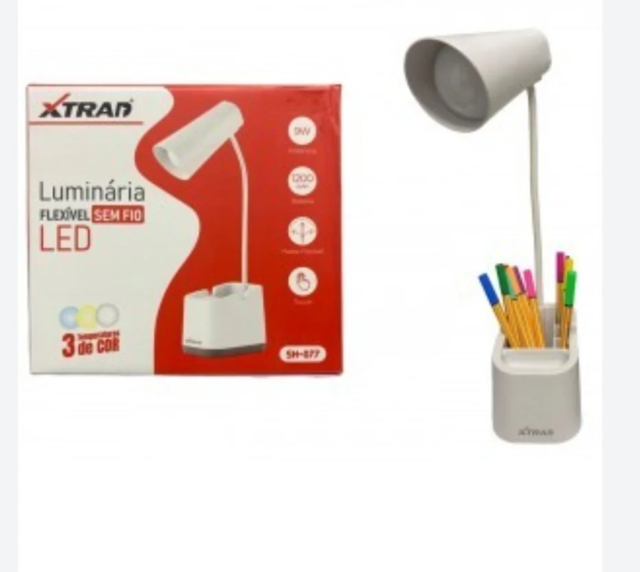 Luminária de Mesa LED com Porta-Canetas