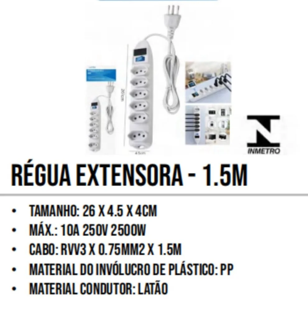 Régua Extensora com Várias Tomadas — foto 1