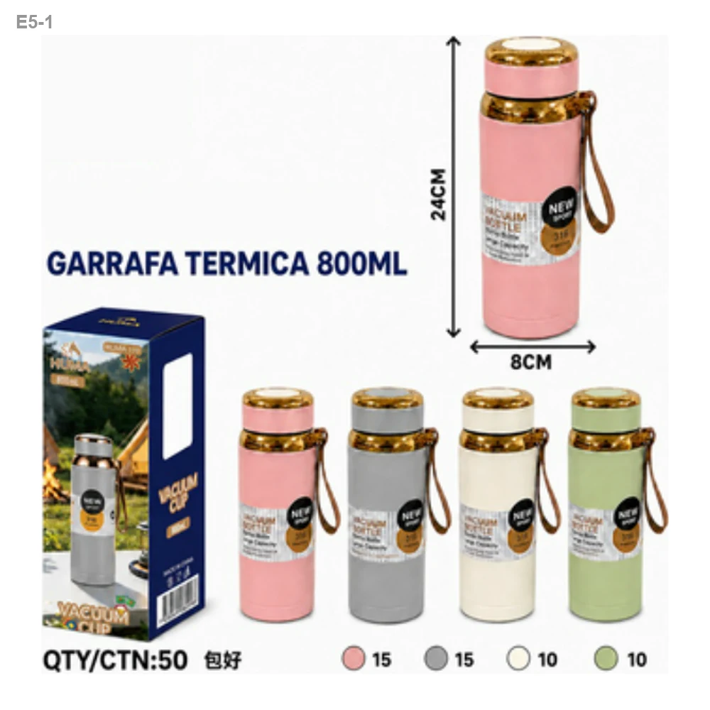Garrafa Térmica 800ml com Alça de Couro — foto 1