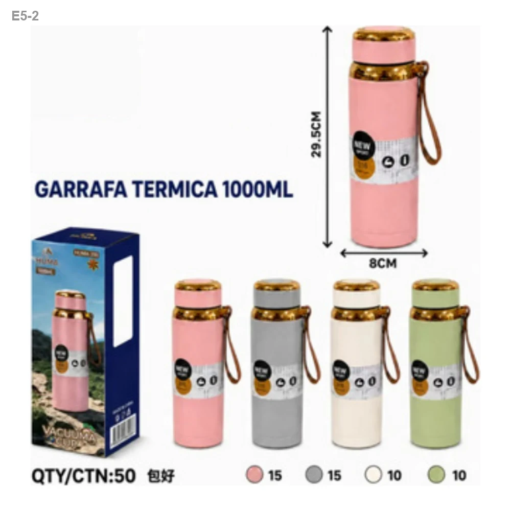 Garrafa Térmica 1000ml com Alça de Couro — foto 1