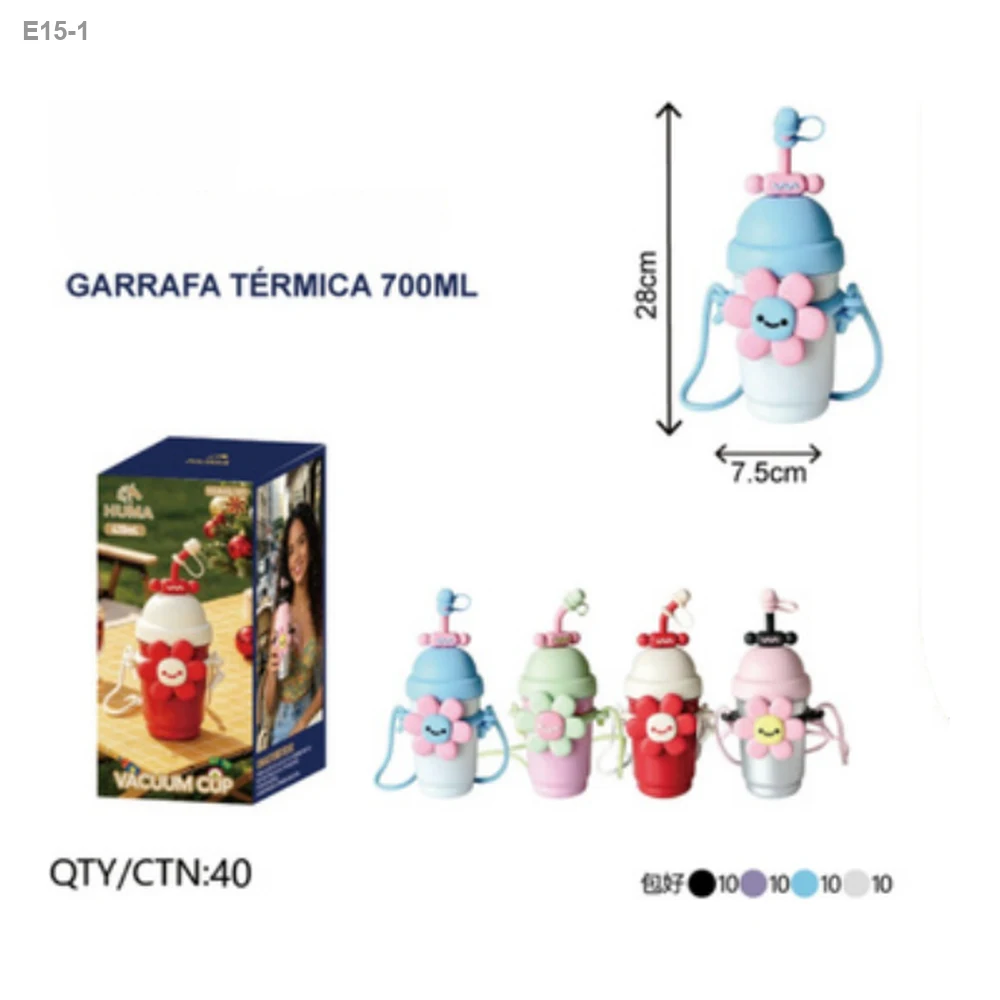Garrafa Térmica Infantil 700ml com Canudo