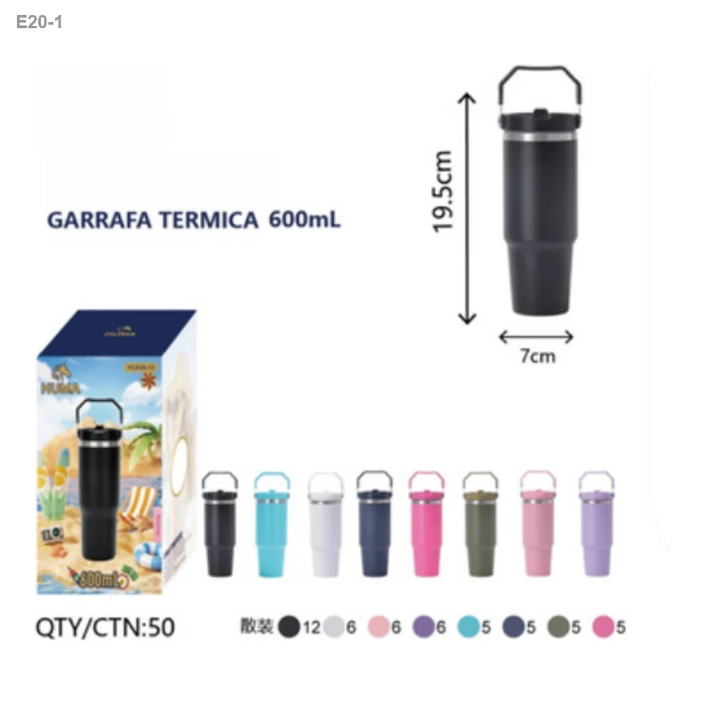 Copo Térmico com Alça Retrátil e Canudo 600ml — foto 1