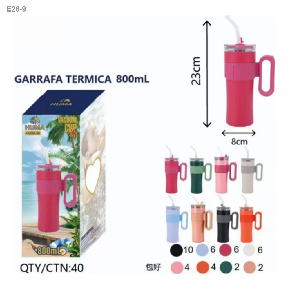 Copo Térmico com Alça e Canudo 800ml