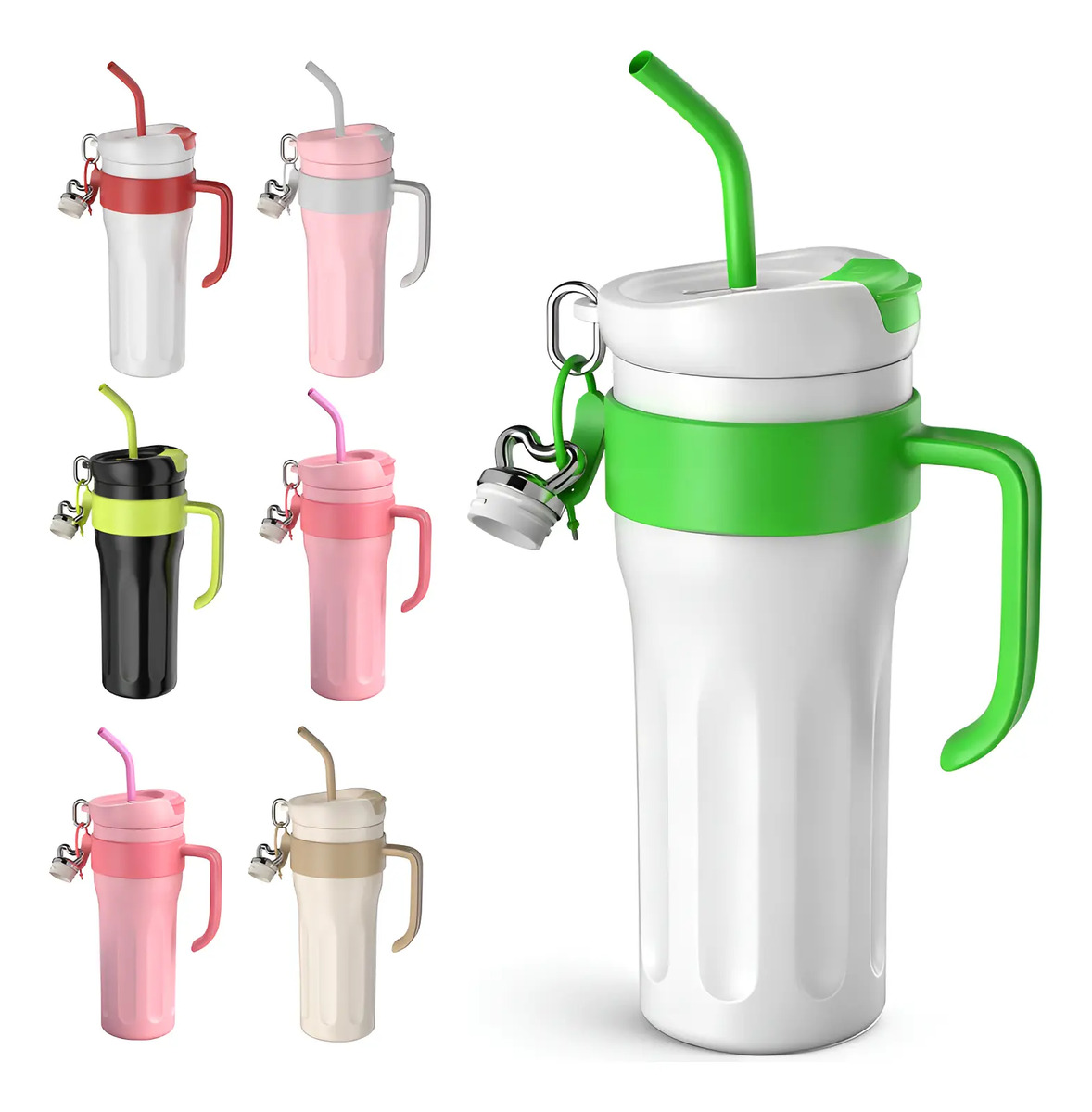 Copo Térmico Inox 1,2l Com Alça,tampa,canudo,quente Frio