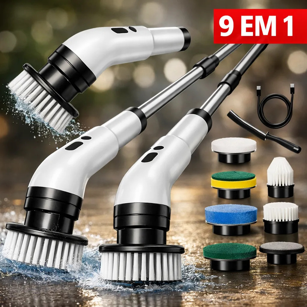 Escova Elétrica Limpeza 9 Em 1 Janela Banheiro Cozinha S/fio