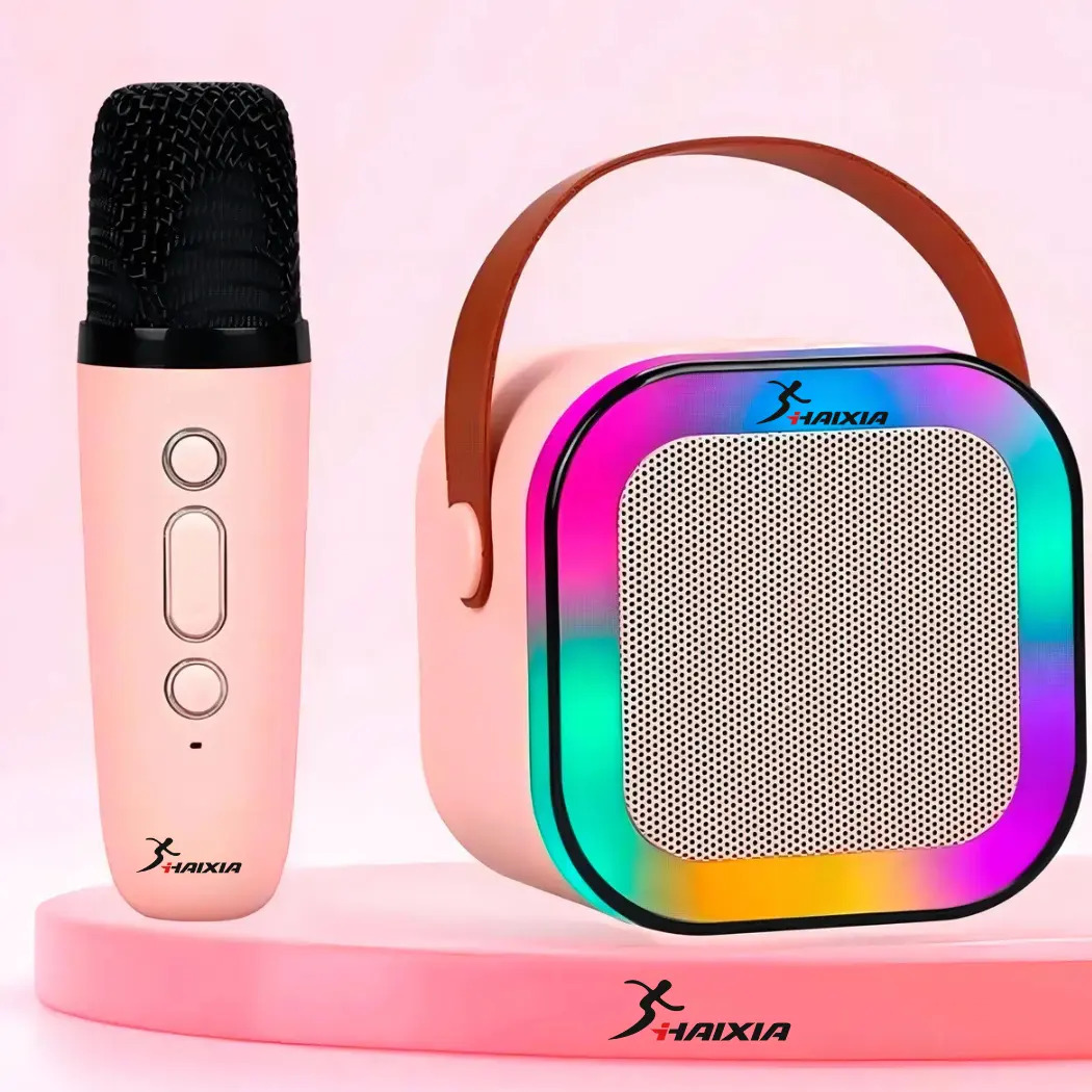 Caixinha Som Karaokê Infantil Bluetooth Microfone Sem Fio HAIXIA