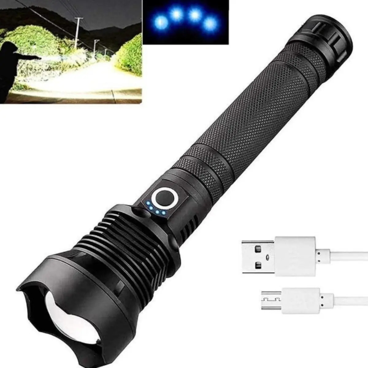 Lanterna Tática Holofote Tocha Led P90 Muito Forte Preto Cor da luz Branco Fluoreled