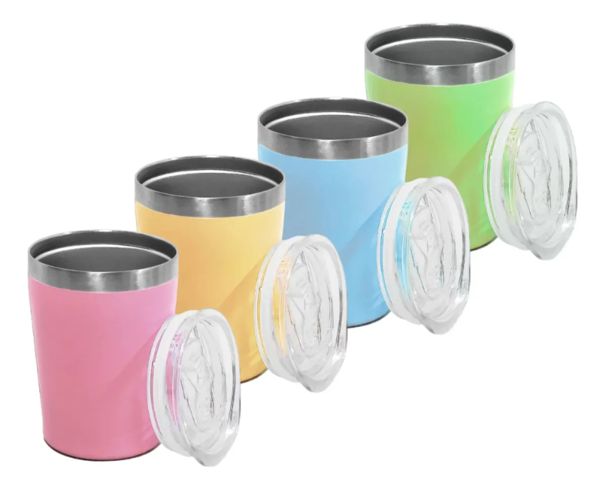 Mini Copo Térmico Em Aço Inox 260 Ml Com Tampa Xls