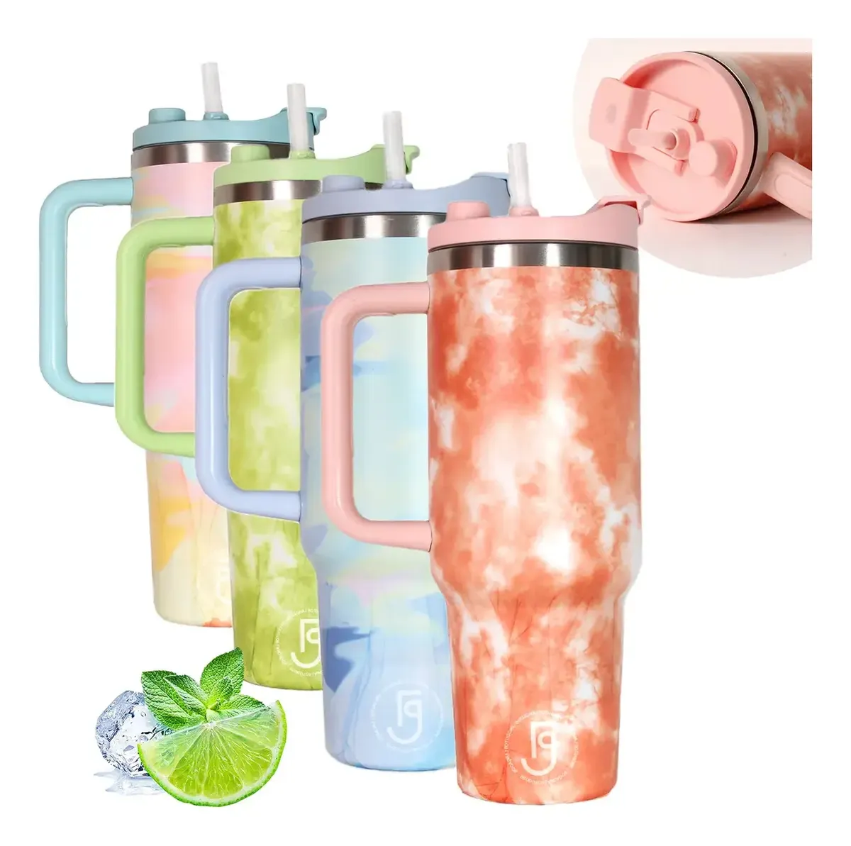 Copo Grande Térmico Nuvens 1200ml Com Tampa Canudo