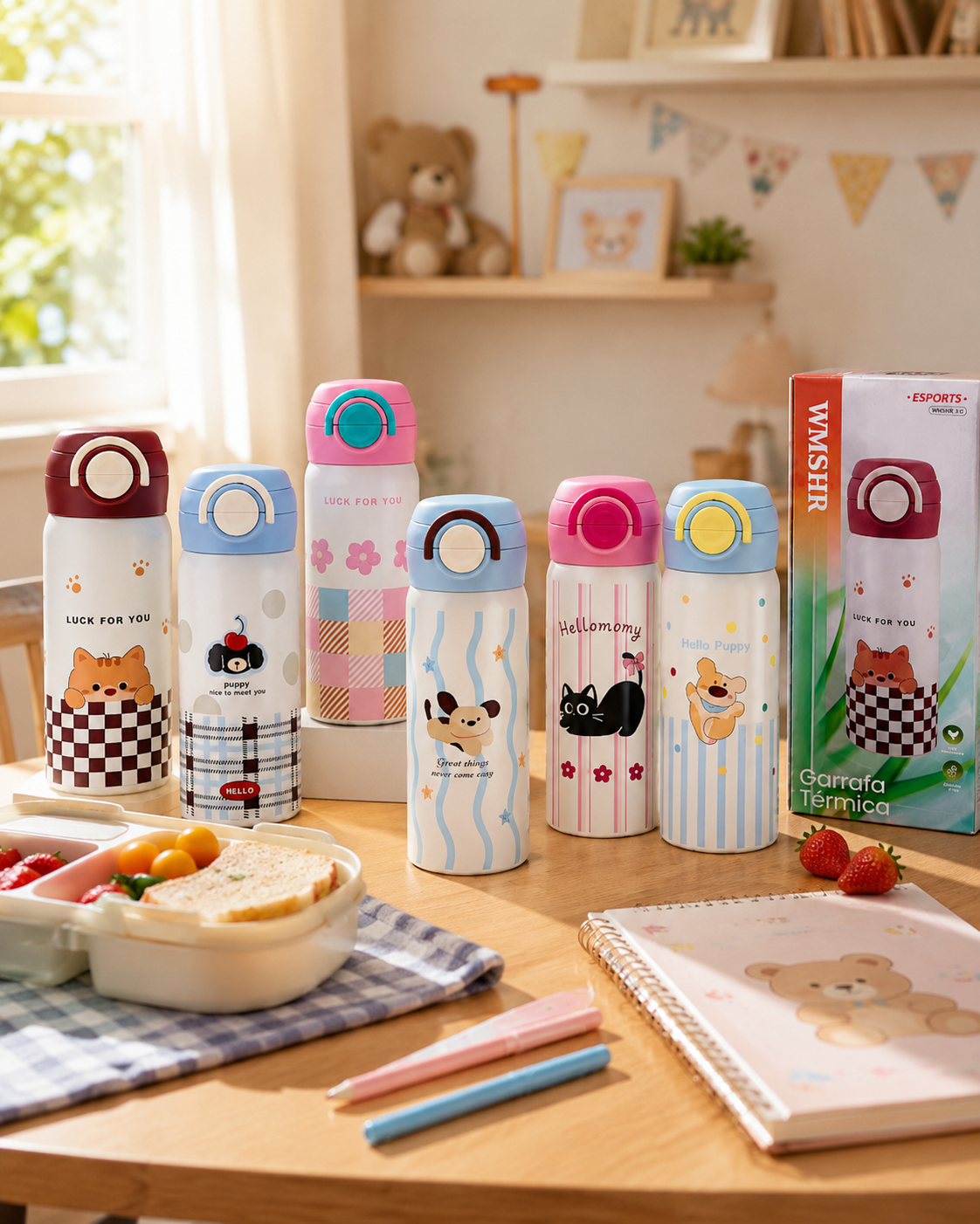 Garrafa Térmica Infantil com Canudo 500ml