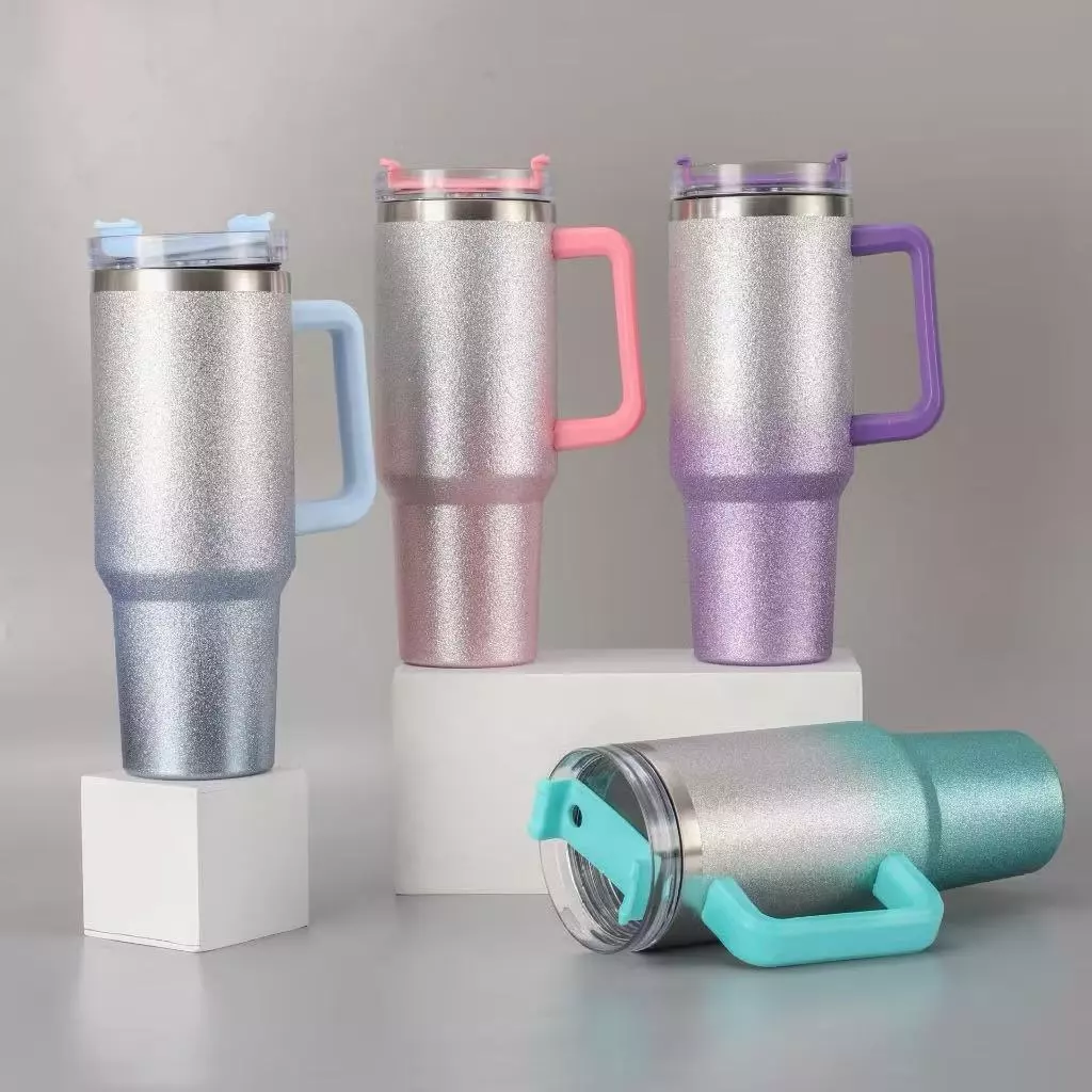 Copo garrafa Térmica Inox 1200ml Parede Dupla tampa Canudo Premium Cor Degrade
