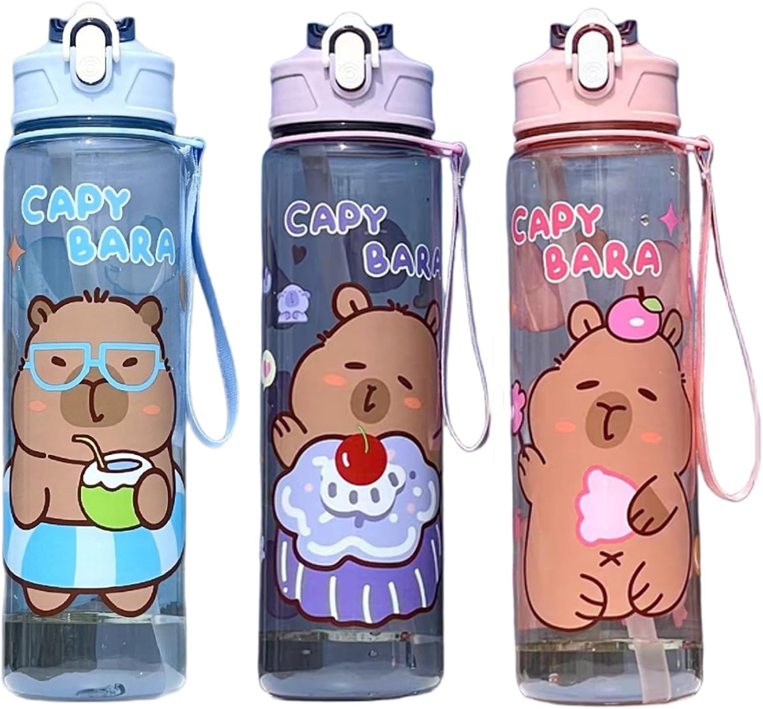 Garrafas De Água De Plástico Transparente Capivara 800ml