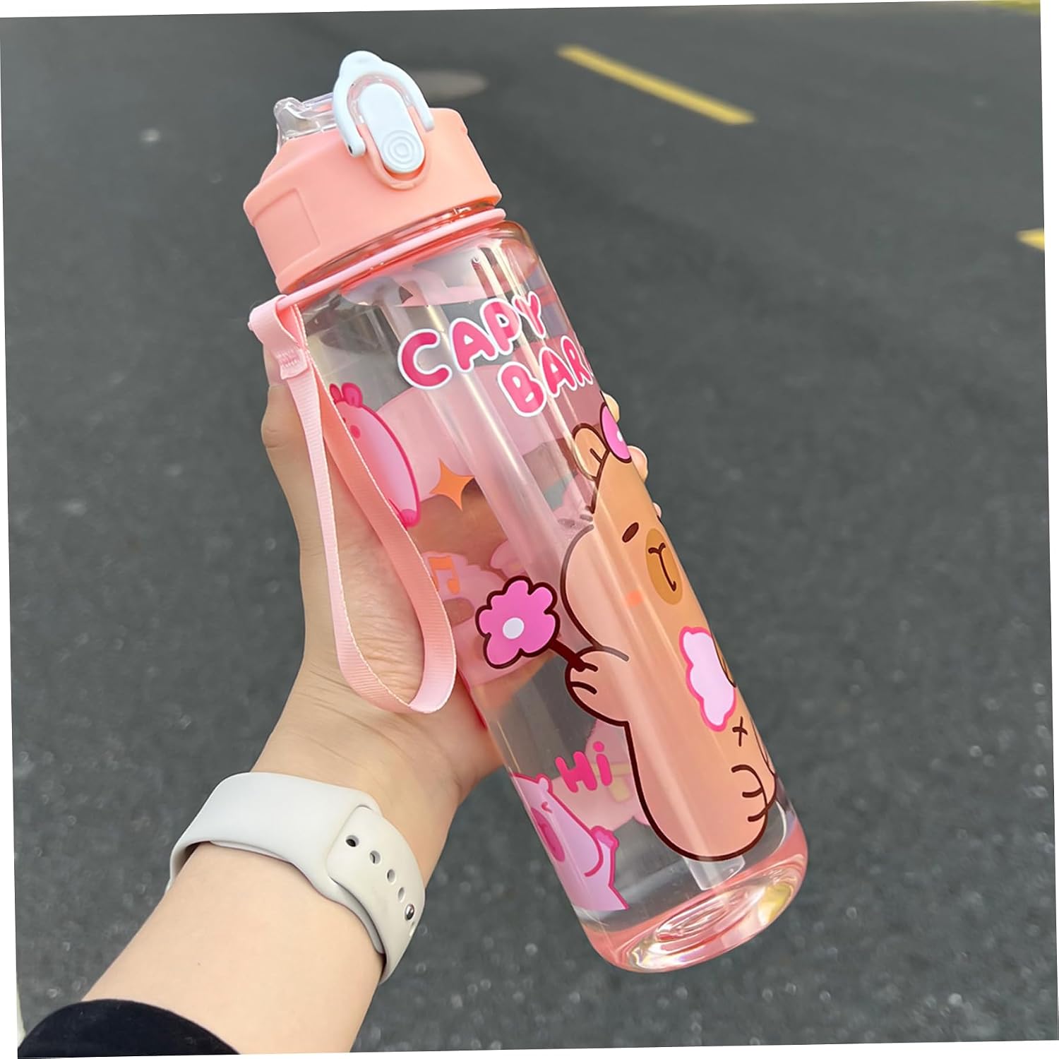 Garrafas De Água De Plástico Transparente Capivara 800ml