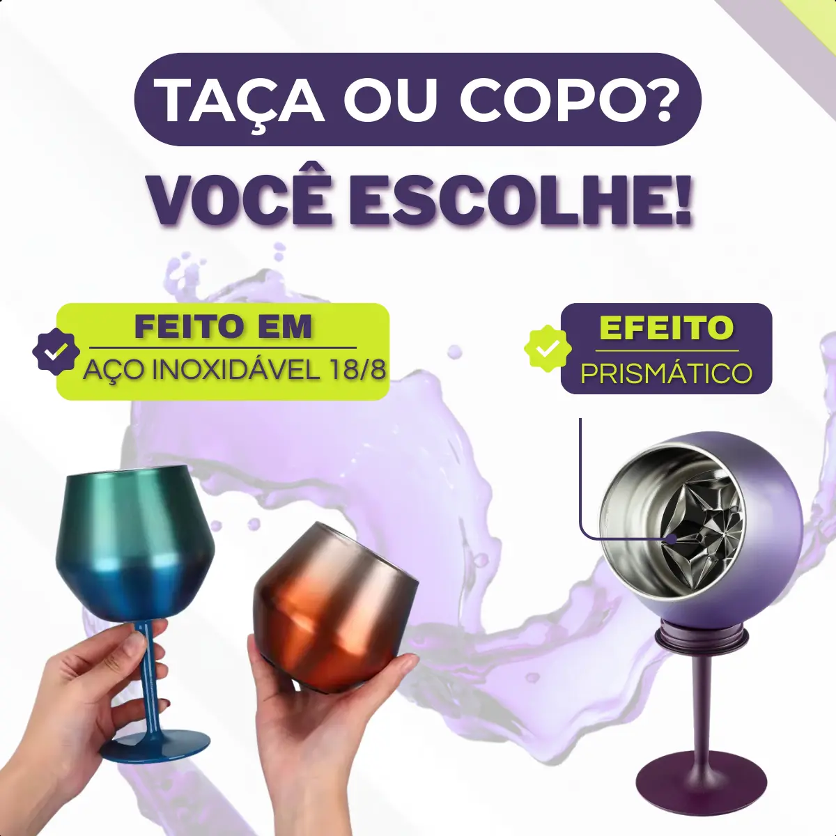 Taça Térmica Copo Prismática Cocktail 2 Em 1 Drinks 414 Ml