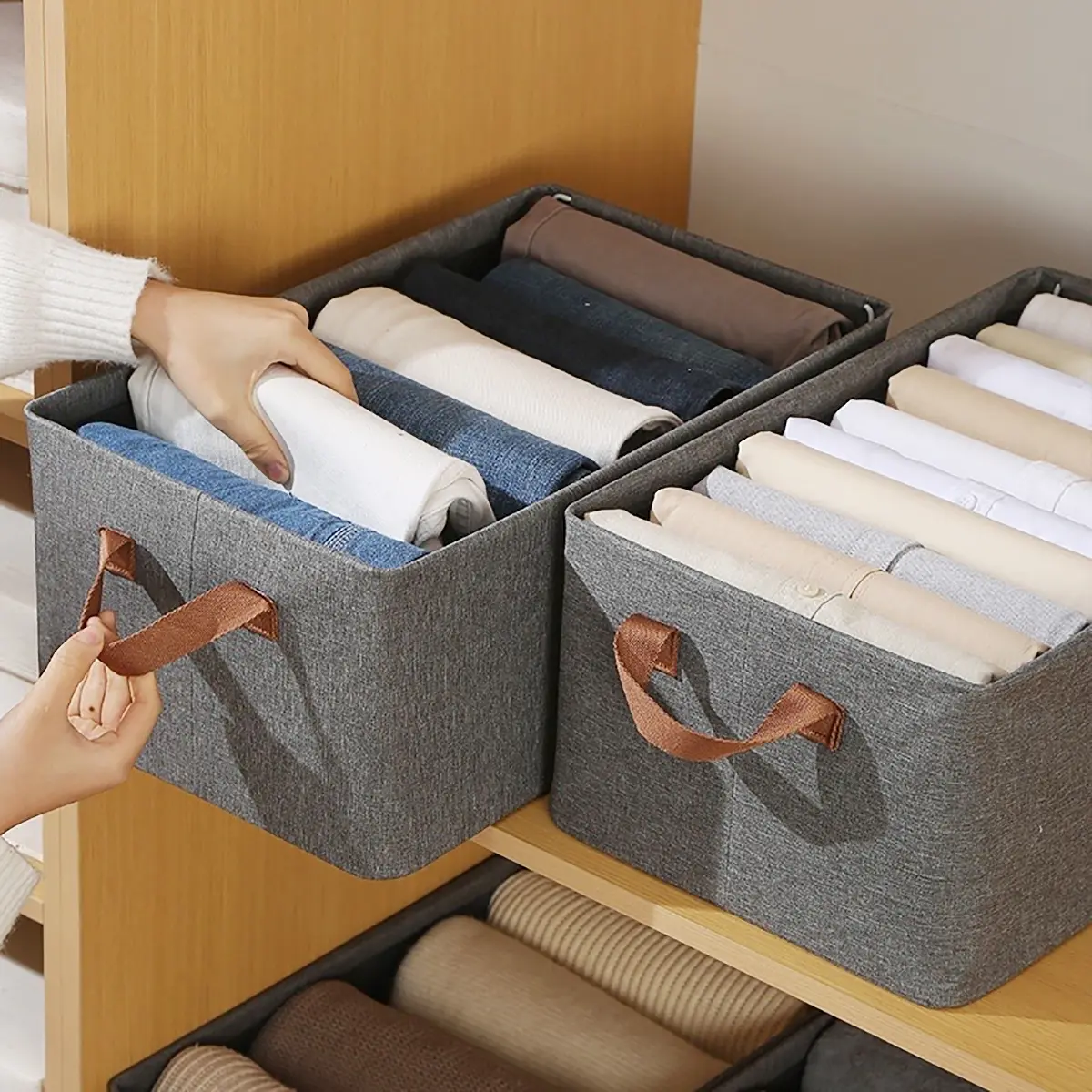 Caixa Organizadora Cesto Dobrável Guarda Roupa Closet