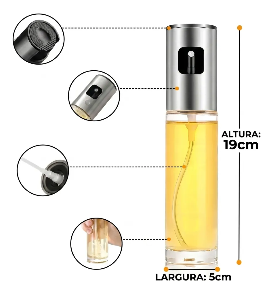 Borrifador De Azeite Oleo Vinagre Spray Pulverizador 100ml