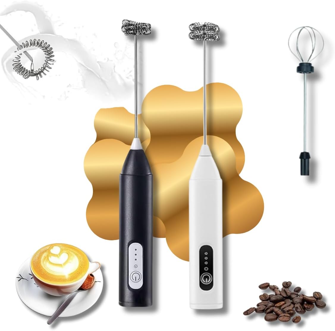 Mini Mixer Elétrico Portátil Recarregável LNSTORE, 3 Velocidades | Ideal para Bebidas, Ovos e Receitas Rápidas, Inox, Sem Fio, USB, Qualidade Premium